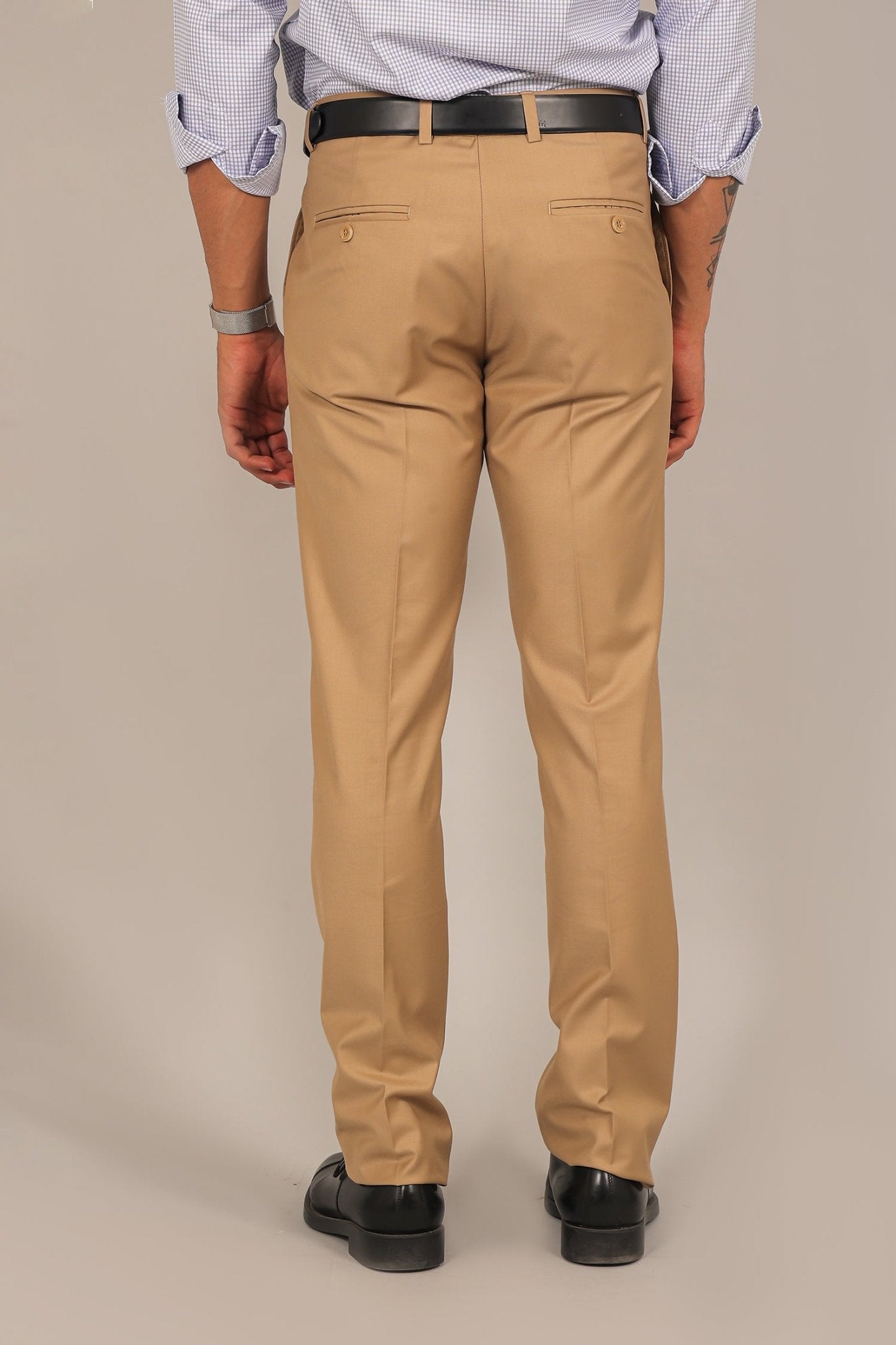 Bluebird Men's Sand Brown Formal Trouser | Swadesiicart