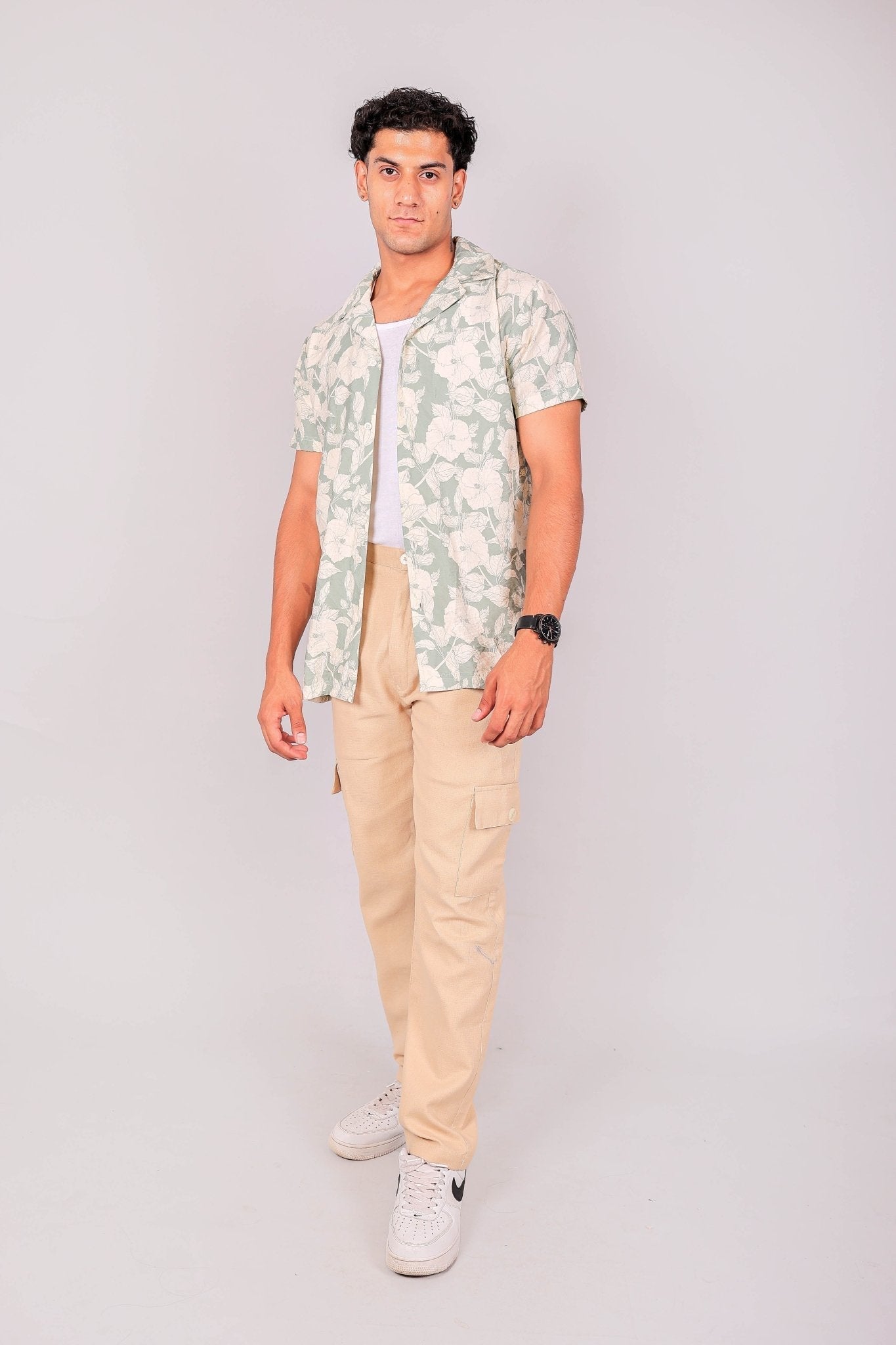 Bluebird Men's Slim Fit Cotton Cargo Pant Beige | Swadesiicart