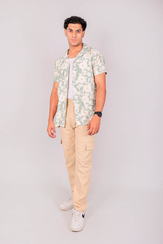 Bluebird Men's Slim Fit Cotton Cargo Pant Beige | Swadesiicart