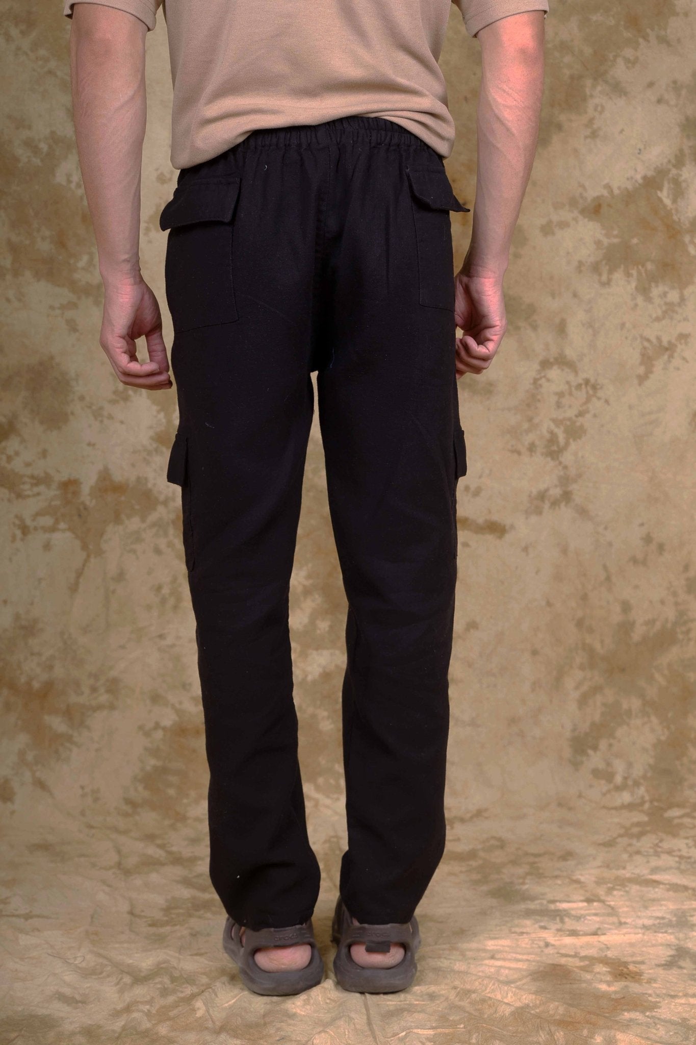 Bluebird Men's Slim Fit Cotton Cargo Pant Black | Swadesiicart