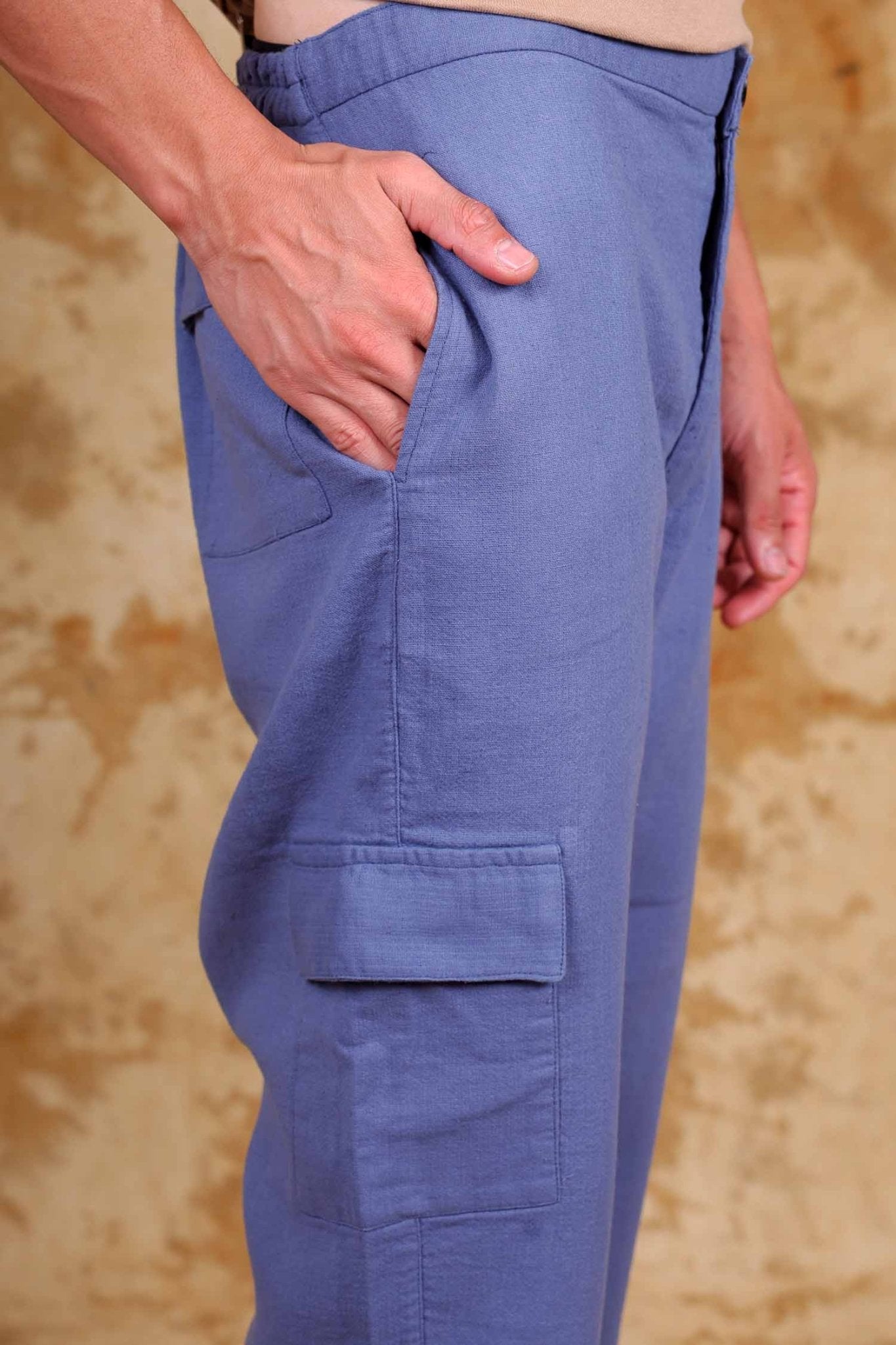 Bluebird Men's Slim Fit Cotton Cargo Pant Blue | Swadesiicart