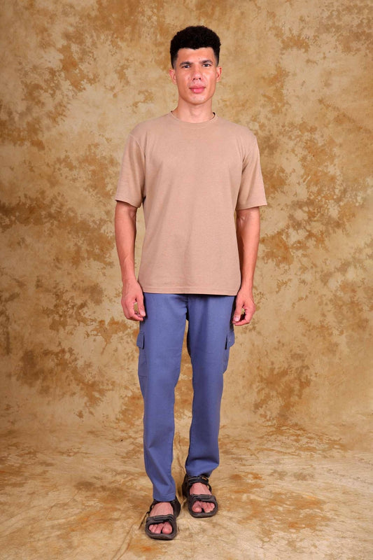 Bluebird Men's Slim Fit Cotton Cargo Pant Blue | Swadesiicart