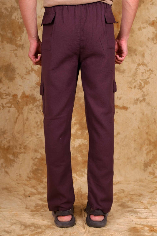 Bluebird Men's Slim Fit Cotton Cargo Pant Maroon | Swadesiicart