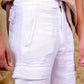 Bluebird Men's Slim Fit Cotton Cargo Pant White | Swadesiicart