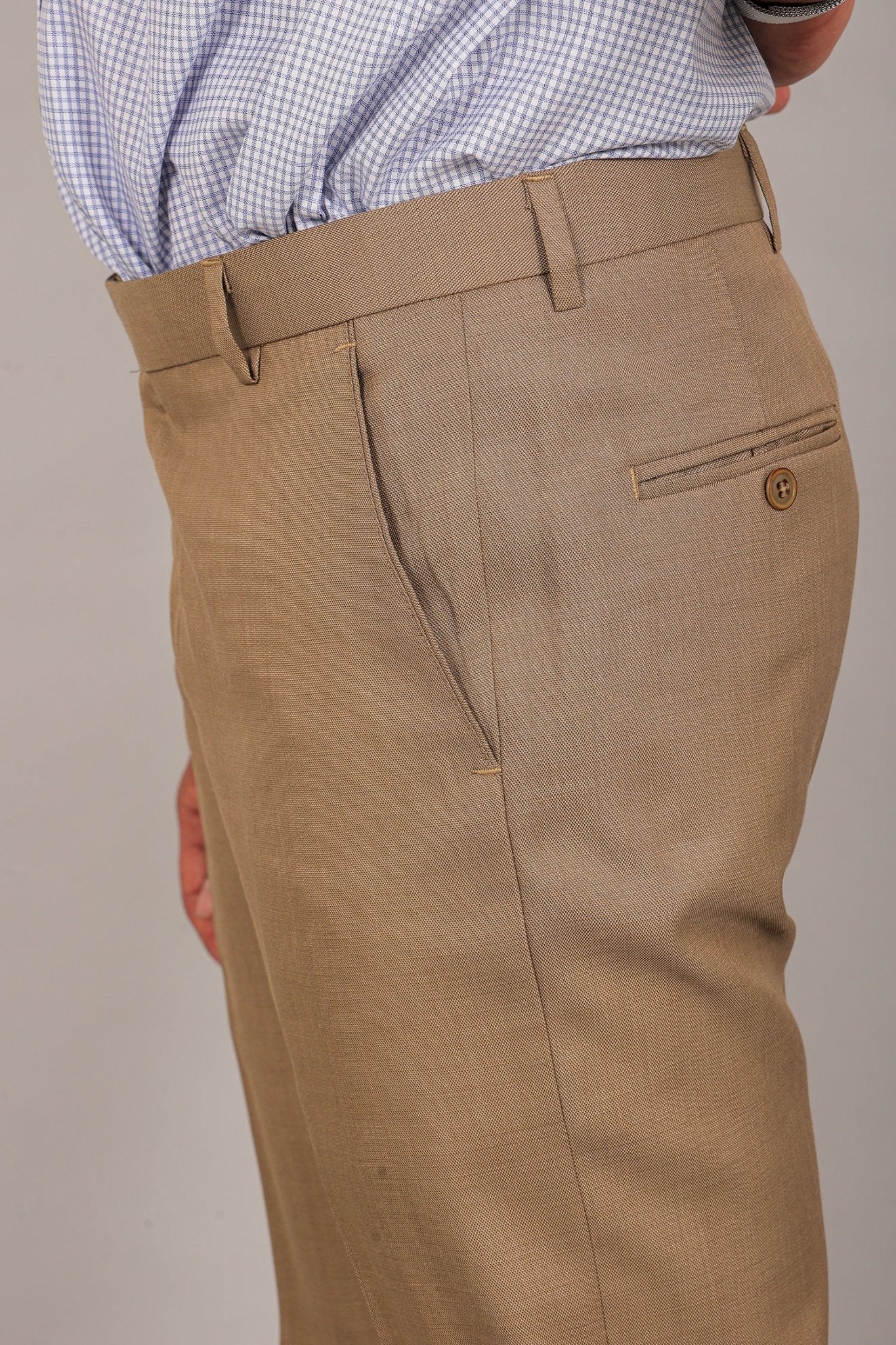 Bluebird Men's Tan Formal Trouser | Swadesiicart