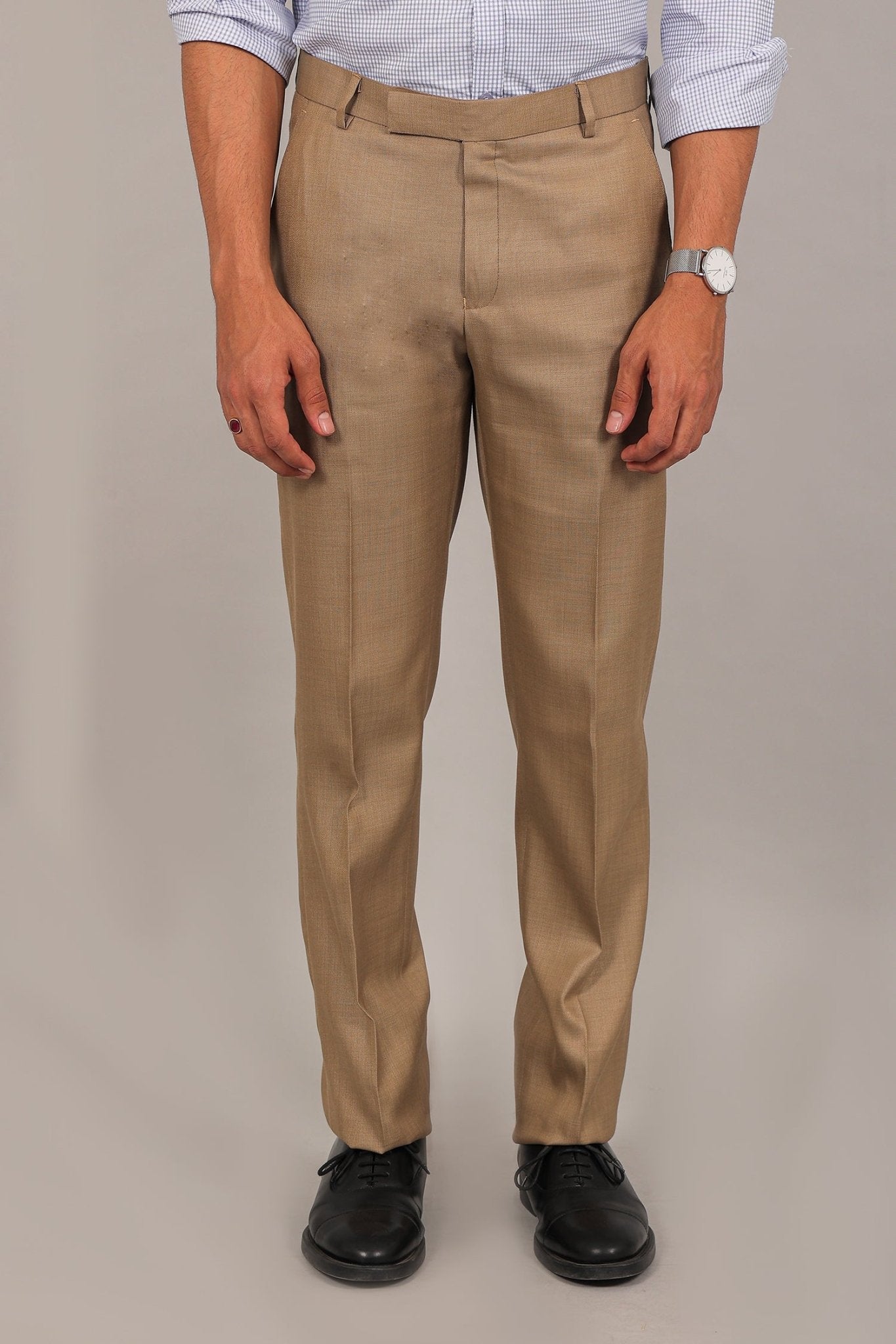 Bluebird Men's Tan Formal Trouser | Swadesiicart