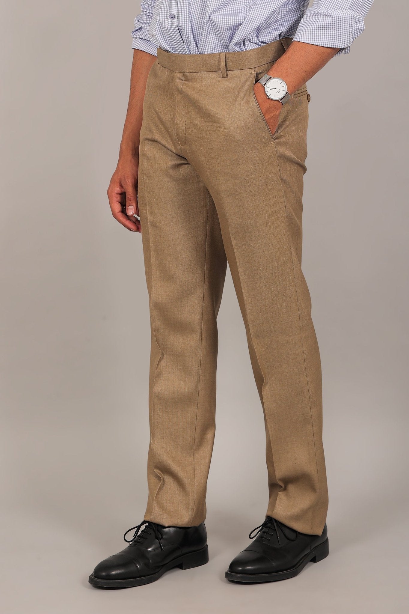 Bluebird Men's Tan Formal Trouser | Swadesiicart