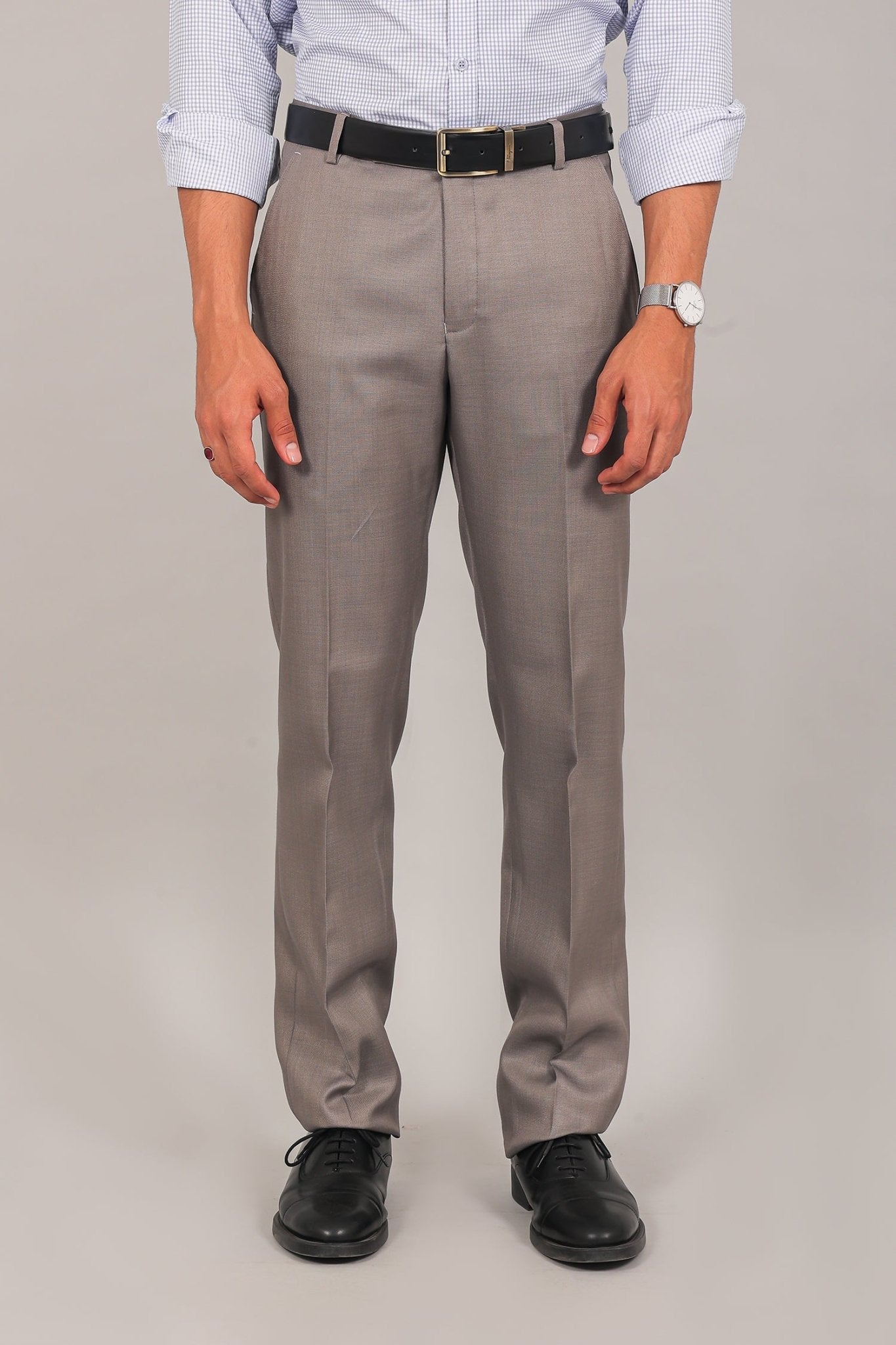 Bluebird Men's Taupe Formal Trouser | Swadesiicart