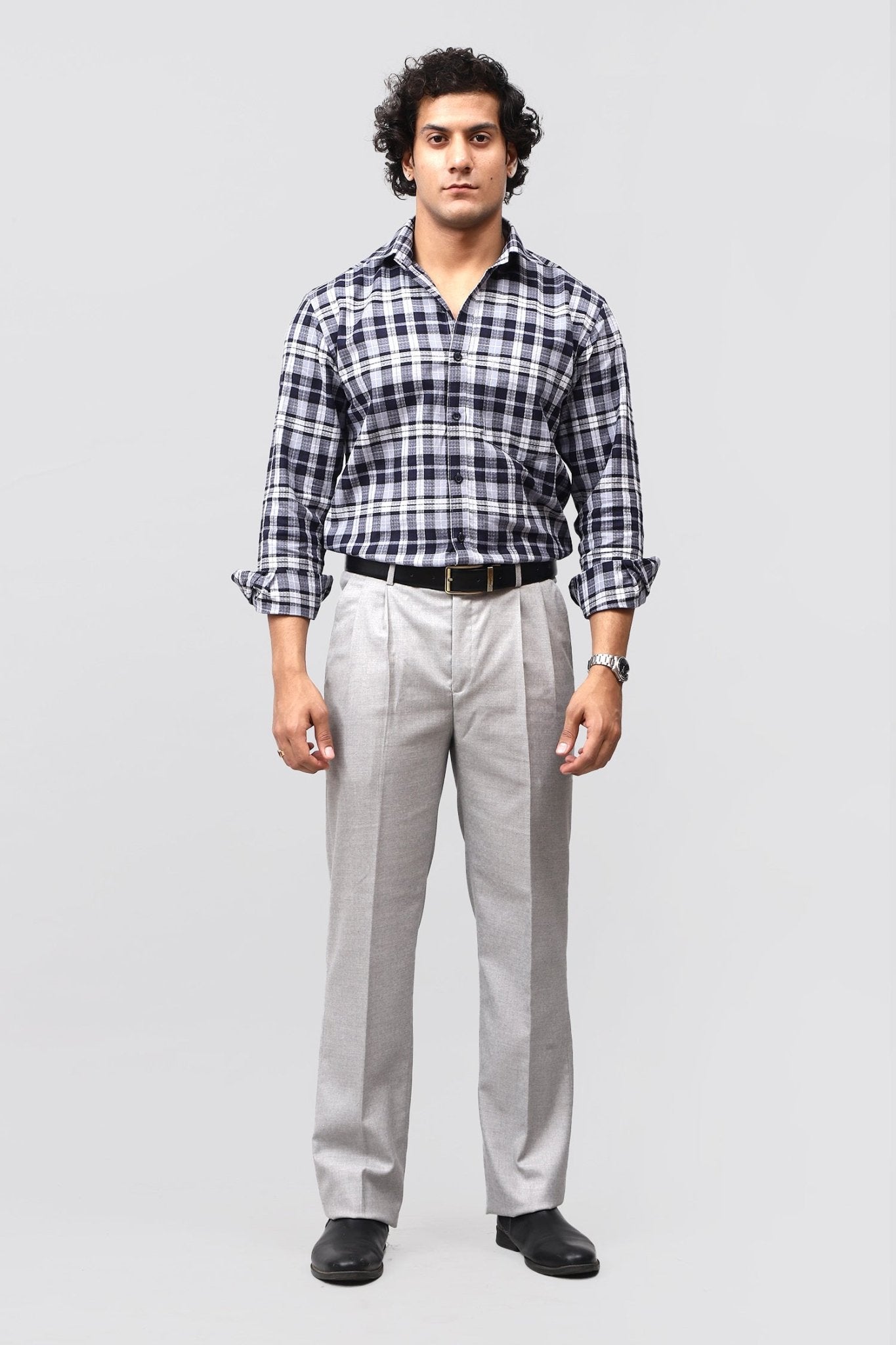Bluebird Modern Light Grey Pleated Trouser | Swadesiicart