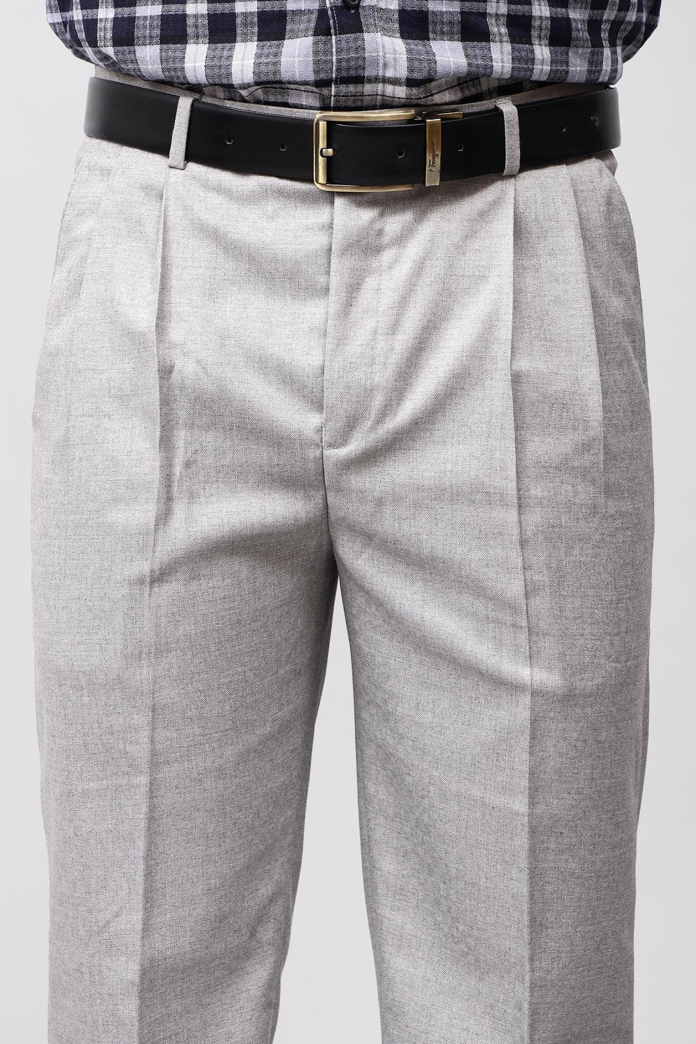 Bluebird Modern Light Grey Pleated Trouser | Swadesiicart