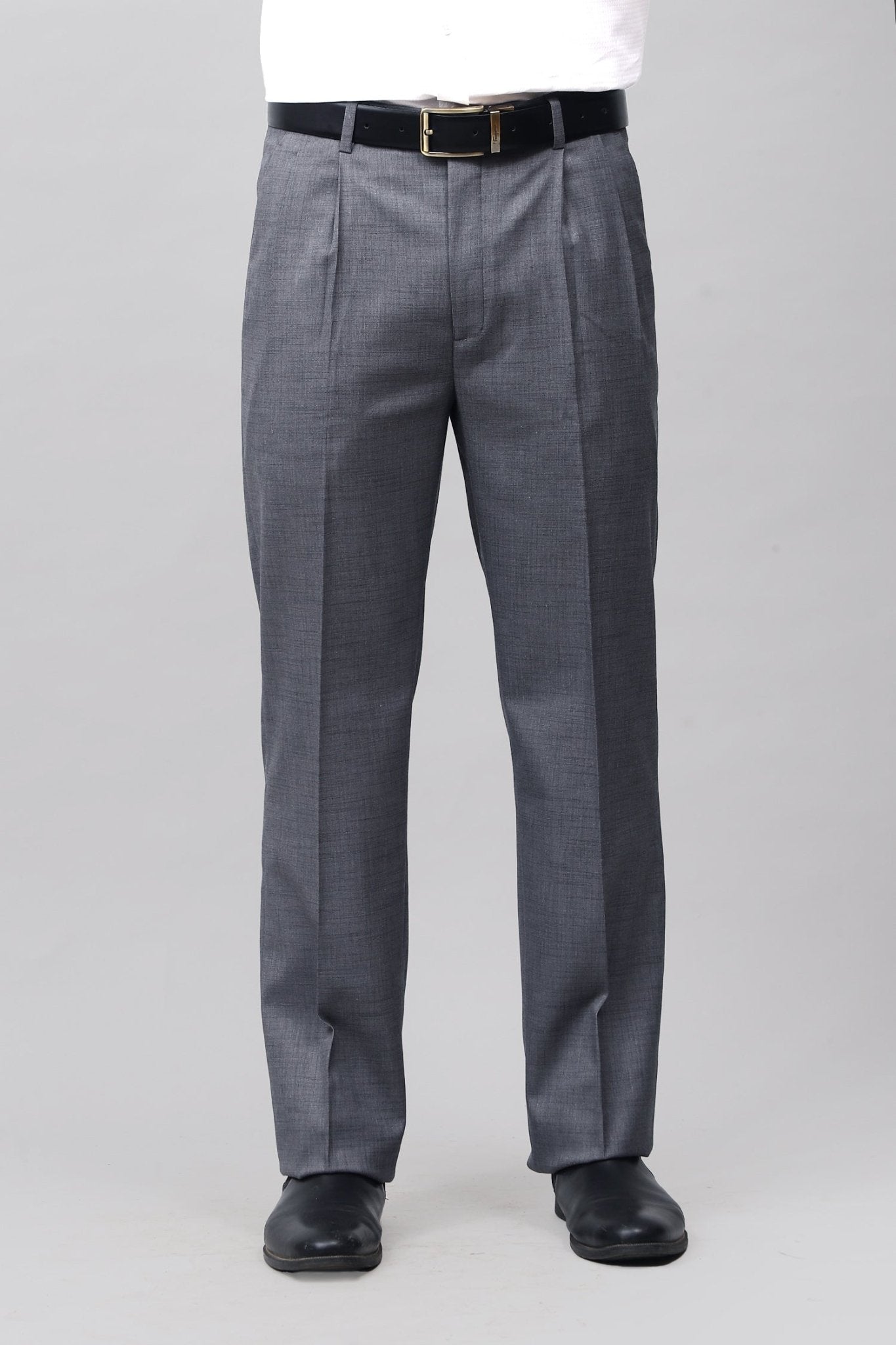 Bluebird Sophisticated Dark Grey Pleated Trouser | Swadesiicart
