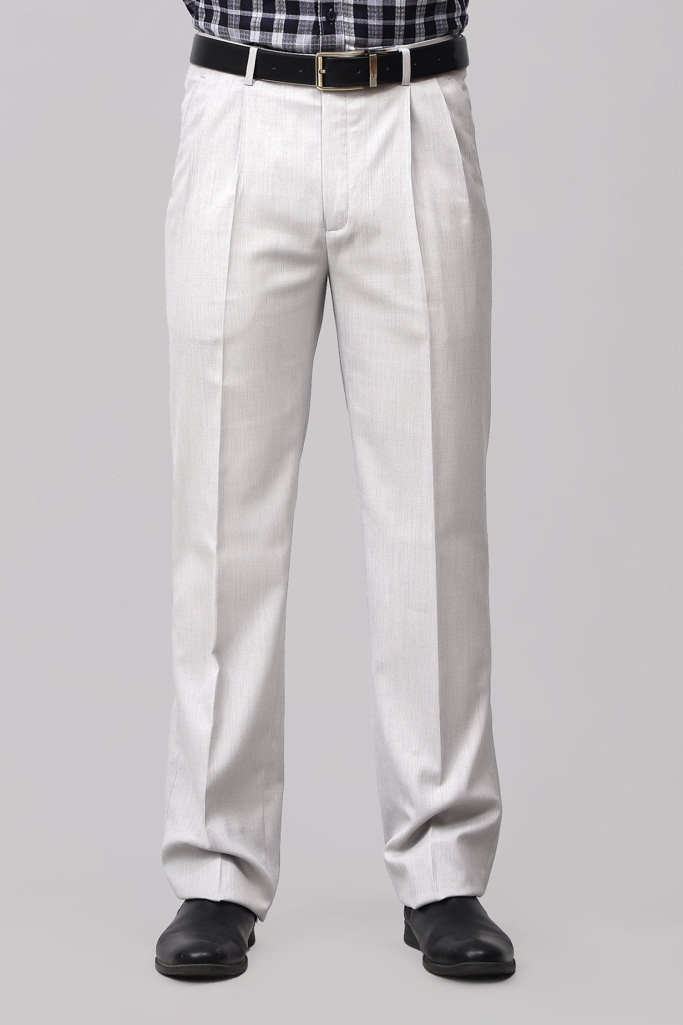 Bluebird Subtle Light Grey Pleated Trouser | Swadesiicart