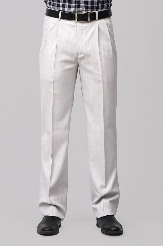 Bluebird Subtle Light Grey Pleated Trouser | Swadesiicart