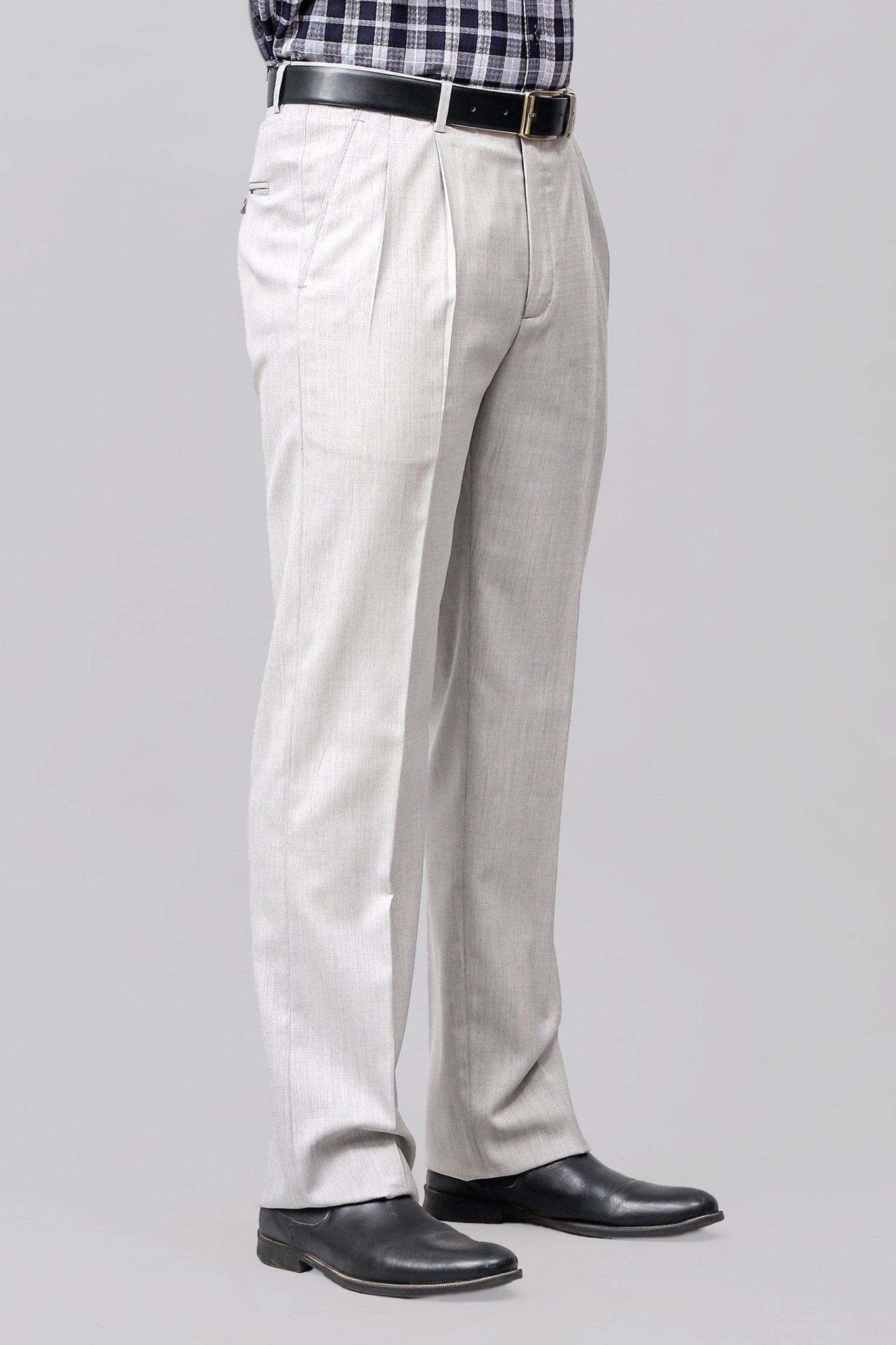 Bluebird Subtle Light Grey Pleated Trouser | Swadesiicart