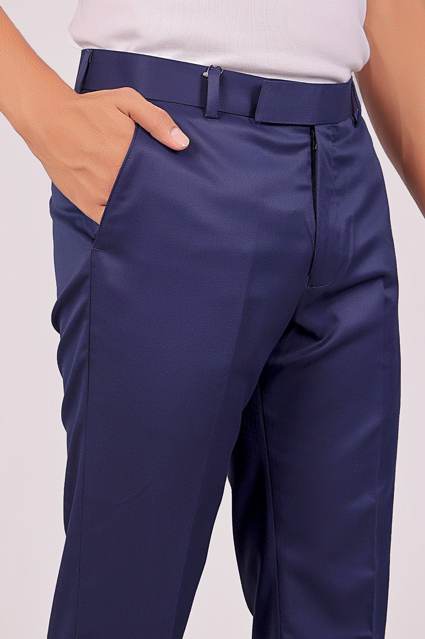 Bluebird Tailored Fit Blue Formal Trouser | Swadesiicart