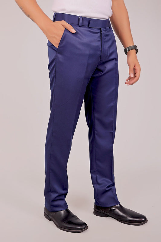 Bluebird Tailored Fit Blue Formal Trouser | Swadesiicart