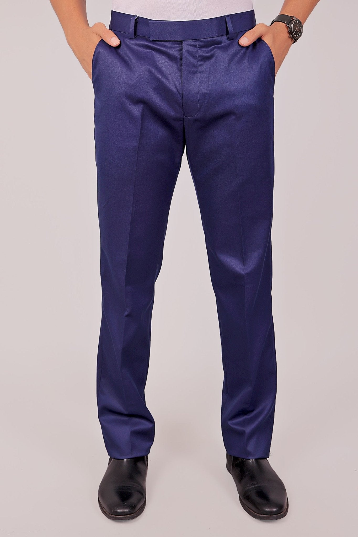 Bluebird Tailored Fit Blue Formal Trouser | Swadesiicart