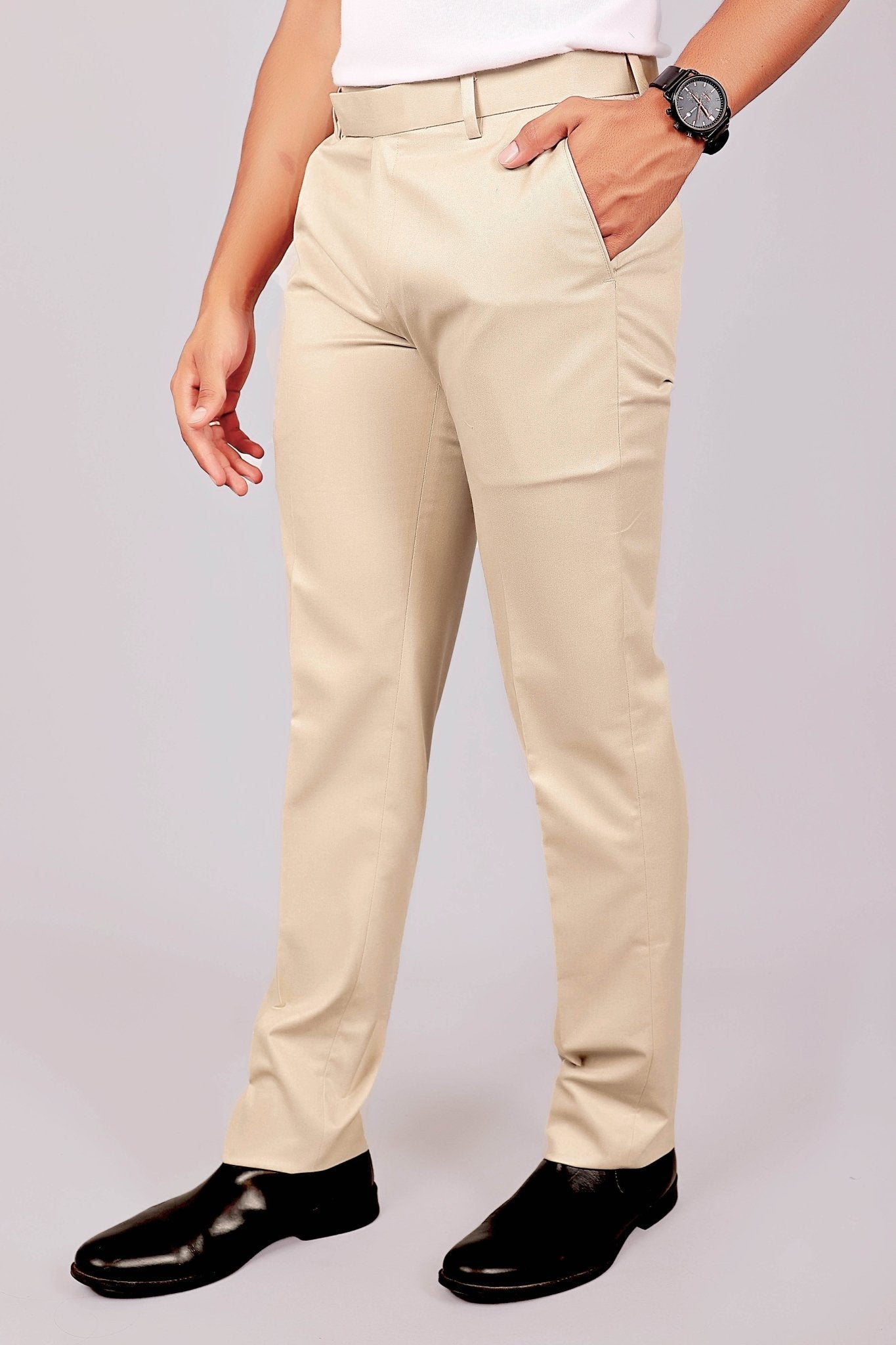 Bluebird Tailored Fit Magnolia Cream Trouser | Swadesiicart