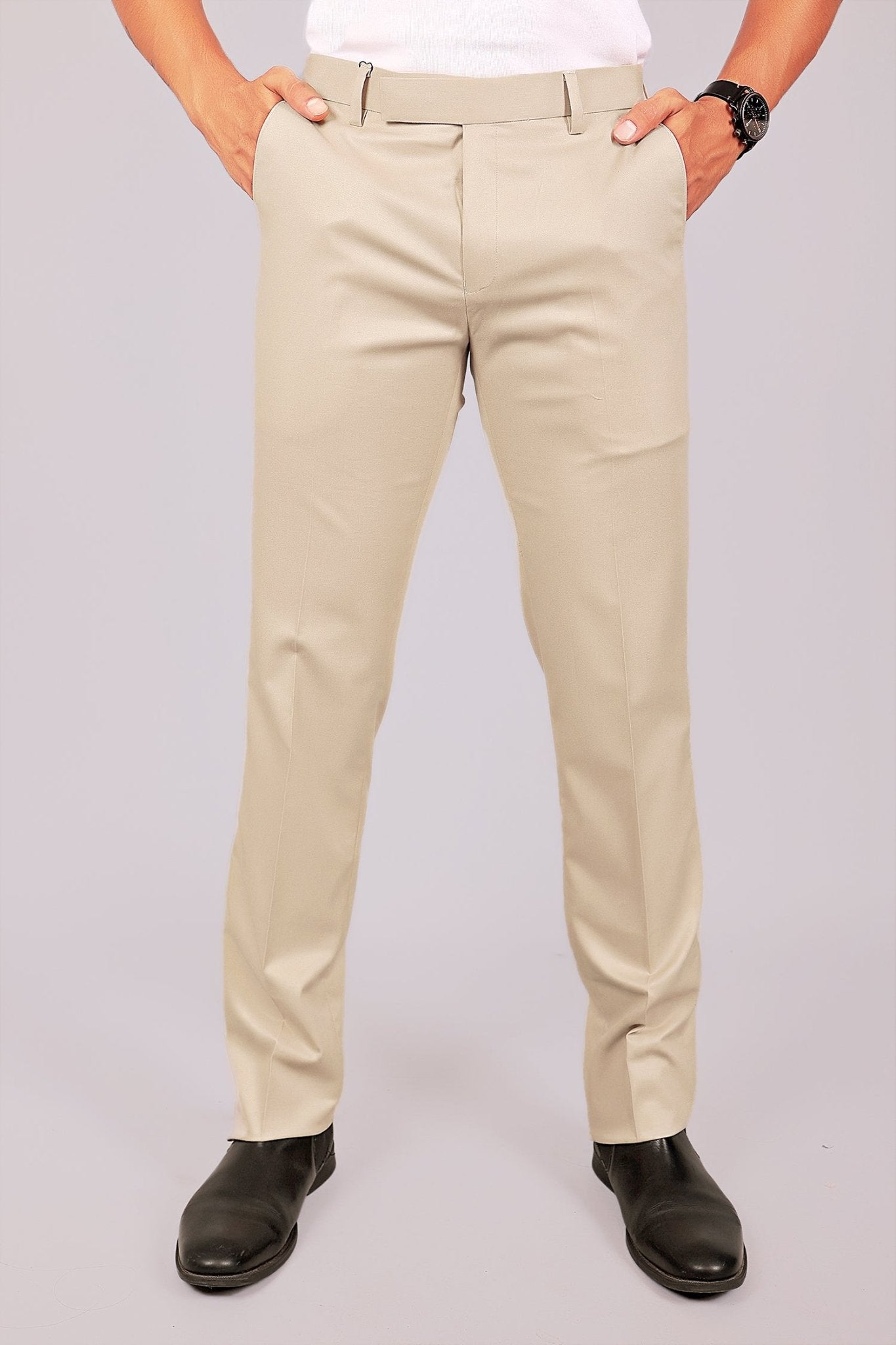 Bluebird Tailored Fit Magnolia Cream Trouser | Swadesiicart