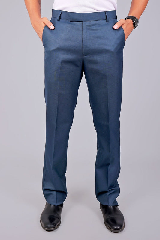 Bluebird Tailored Fit Marengo Blue Trouser | Swadesiicart