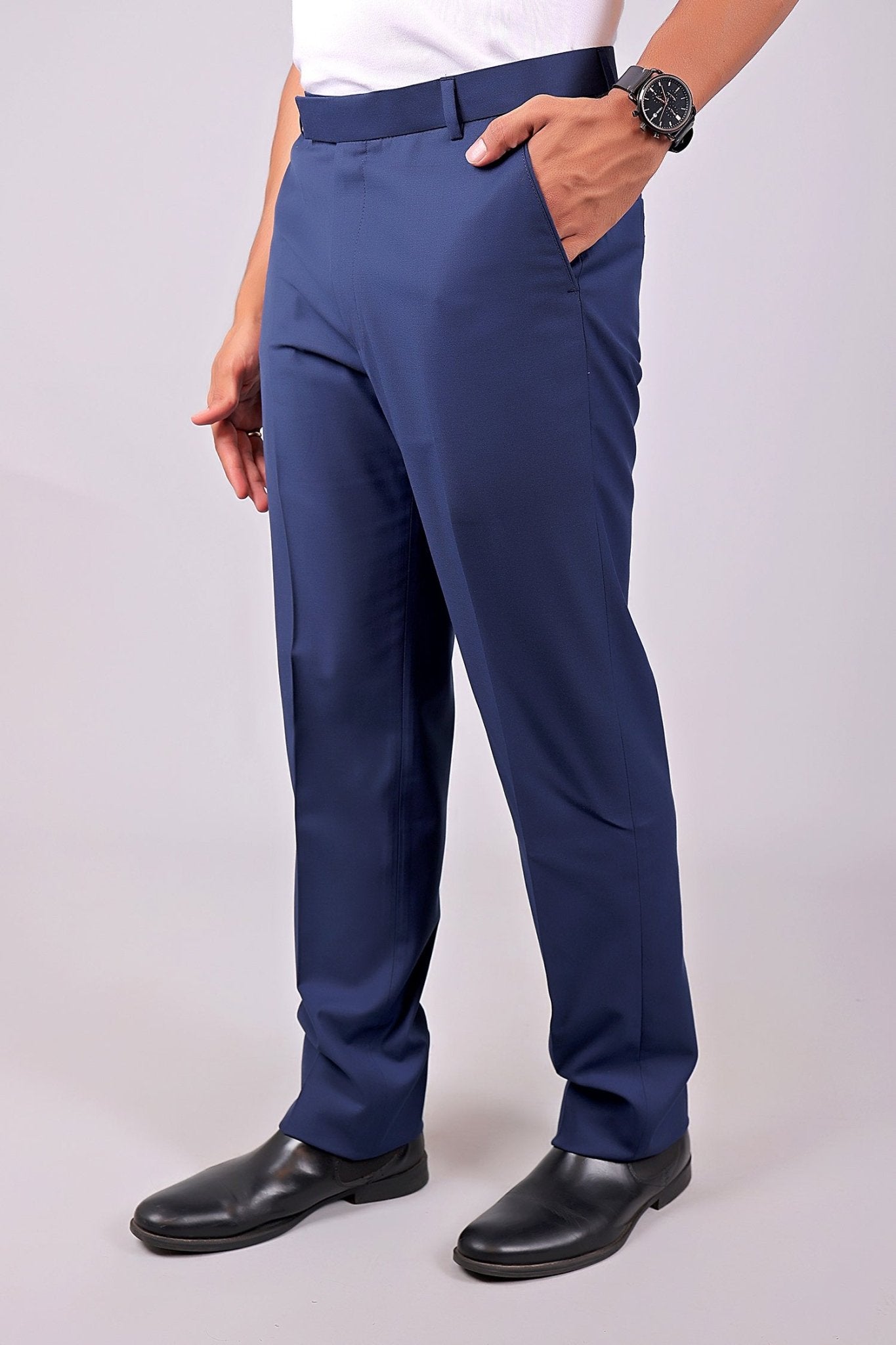 Bluebird Tailored Fit Space Blue Trouser | Swadesiicart