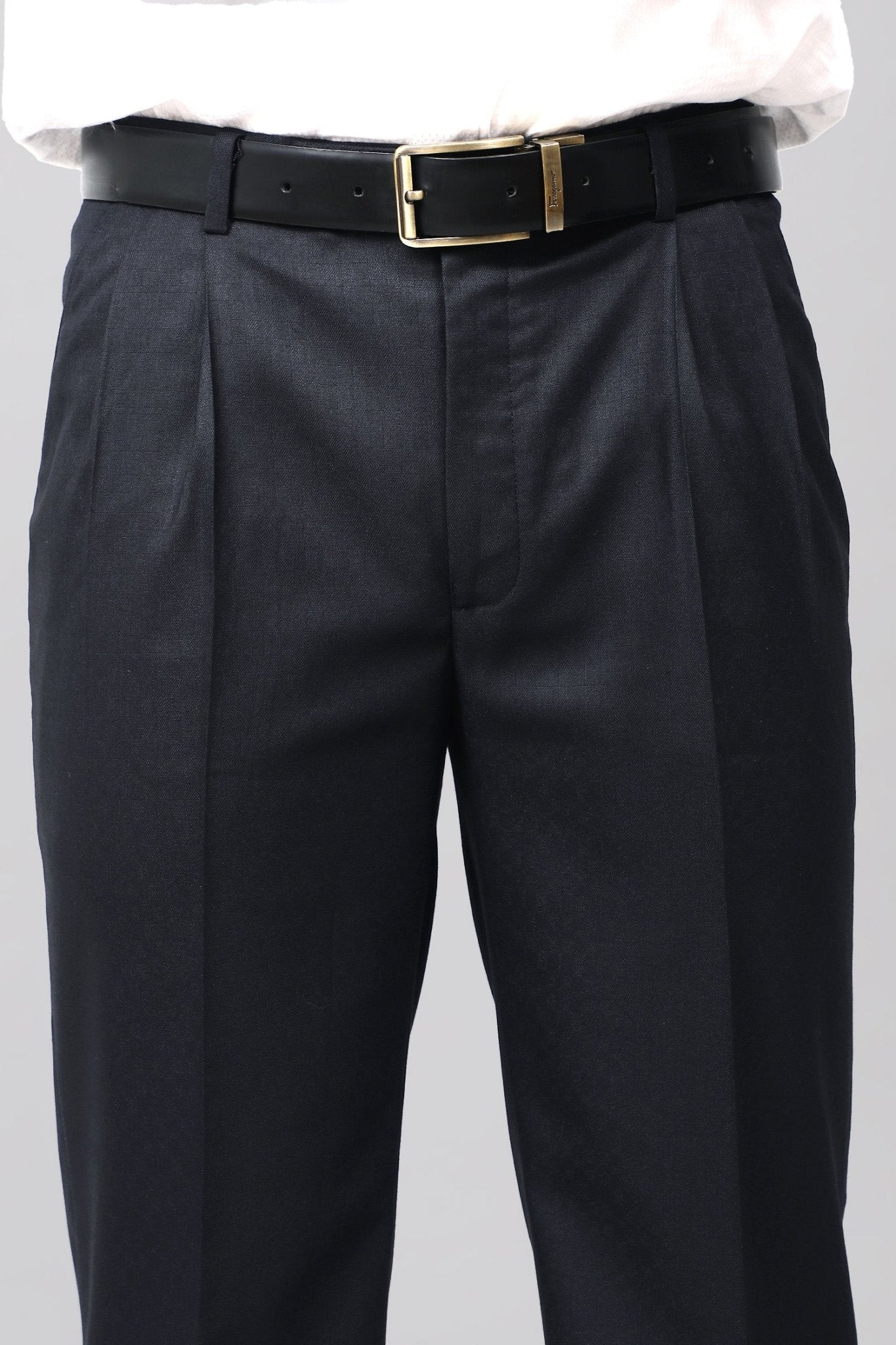 Bluebird Timeless Navy Blue Pleated Trouser | Swadesiicart