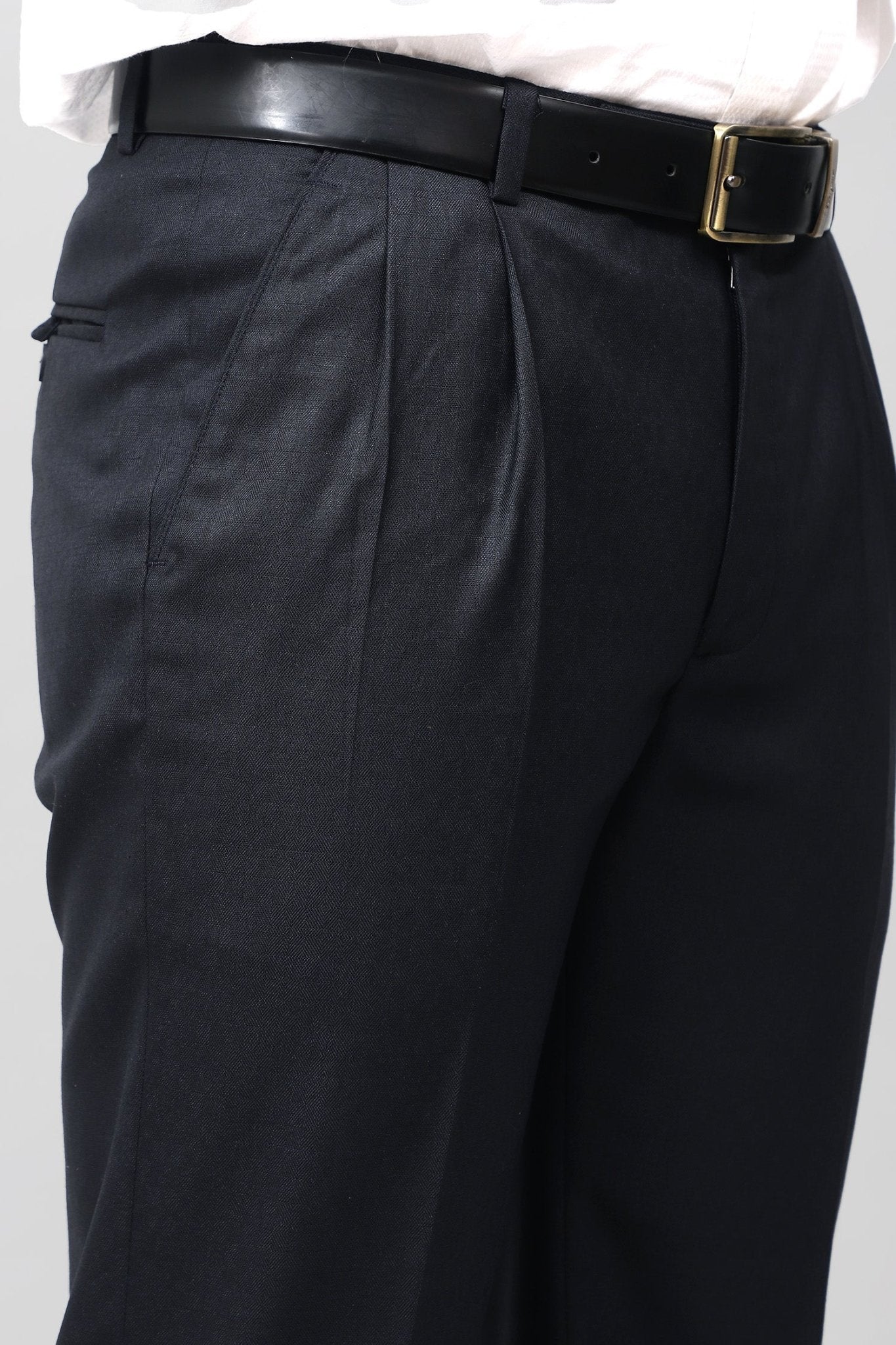 Bluebird Timeless Navy Blue Pleated Trouser | Swadesiicart