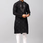 Bluesaanchi Men's Black Kurta Set with Embroidery Motif | Swadesiicart