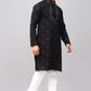 Bluesaanchi Men's Black Kurta Set with Embroidery Motif | Swadesiicart
