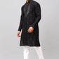 Bluesaanchi Men's Black Kurta Set with Embroidery Motif | Swadesiicart