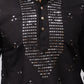 Bluesaanchi Men's Black Kurta Set with Embroidery Motif | Swadesiicart