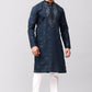 Bluesaanchi Men's Blue Kurta Set with Embroidery Motif | Swadesiicart