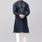 Bluesaanchi Men's Blue Kurta Set with Embroidery Motif | Swadesiicart