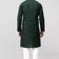 Bluesaanchi Men's Dark Green Kurta Set with Embroidery Motif | Swadesiicart