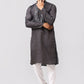 Bluesaanchi Men's Dark Grey Kurta Set with Embroidery Motif | Swadesiicart