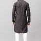 Bluesaanchi Men's Dark Grey Kurta Set with Embroidery Motif | Swadesiicart