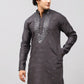 Bluesaanchi Men's Dark Grey Kurta Set with Embroidery Motif | Swadesiicart