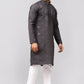 Bluesaanchi Men's Dark Grey Kurta Set with Embroidery Motif | Swadesiicart