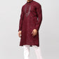 Bluesaanchi Men's Maroon Kurta Set with Embroidery Motif | Swadesiicart