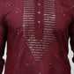 Bluesaanchi Men's Maroon Kurta Set with Embroidery Motif | Swadesiicart