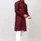 Bluesaanchi Men's Maroon Kurta Set with Embroidery Motif | Swadesiicart