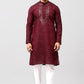 Bluesaanchi Men's Maroon Kurta Set with Embroidery Motif | Swadesiicart