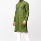 Bluesaanchi Men's Mehandi Green Kurta Set with Embroidery Motif | Swadesiicart