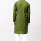 Bluesaanchi Men's Mehandi Green Kurta Set with Embroidery Motif | Swadesiicart