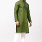 Bluesaanchi Men's Mehandi Green Kurta Set with Embroidery Motif | Swadesiicart