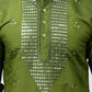 Bluesaanchi Men's Mehandi Green Kurta Set with Embroidery Motif | Swadesiicart