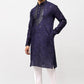 Bluesaanchi Men's Navy Blue Kurta Set with Embroidery Motif | Swadesiicart