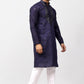 Bluesaanchi Men's Navy Blue Kurta Set with Embroidery Motif | Swadesiicart