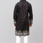Bluesaanchi Phulkari Floral and Sequins Embroidered Kurta Set for Men Black Color | Swadesiicart