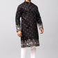 Bluesaanchi Phulkari Floral and Sequins Embroidered Kurta Set for Men Black Color | Swadesiicart